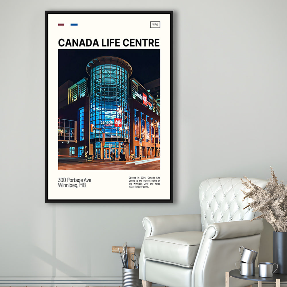 Canada Life Centre Print, Winnipeg Jets Stadium Canvas Art, Man Cave Gift, Floating Framed Canvas Print Wall Art