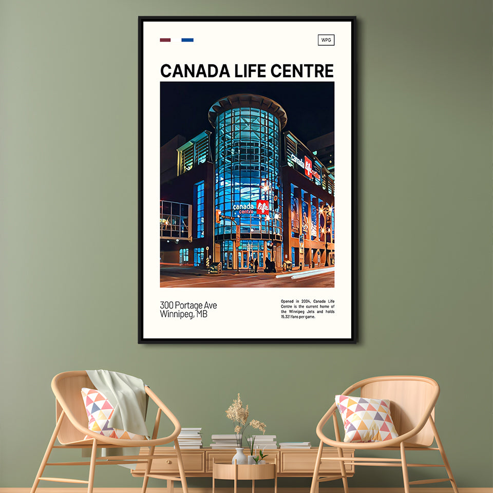 Canada Life Centre Print, Winnipeg Jets Stadium Canvas Art, Man Cave Gift, Floating Framed Canvas Print Wall Art