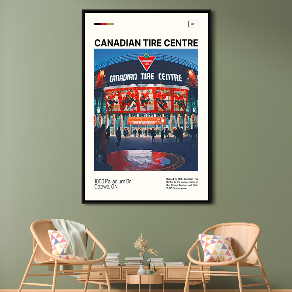 Canadian Tire Centre Print, Ottawa Senators Stadium Canvas Art, Man Cave Gift, Floating Framed Canvas Print Wall Art