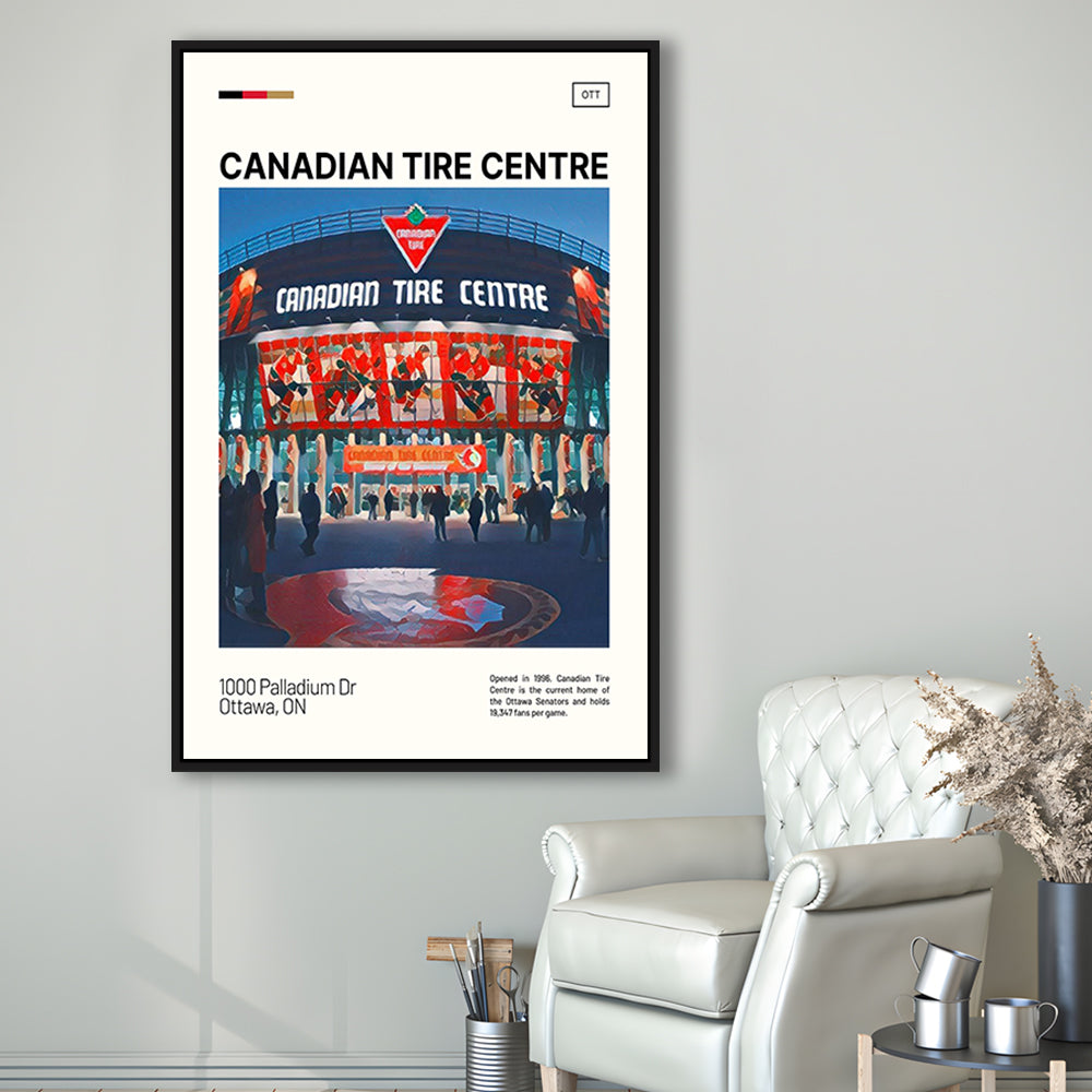 Canadian Tire Centre Print, Ottawa Senators Stadium Canvas Art, Man Cave Gift, Floating Framed Canvas Print Wall Art