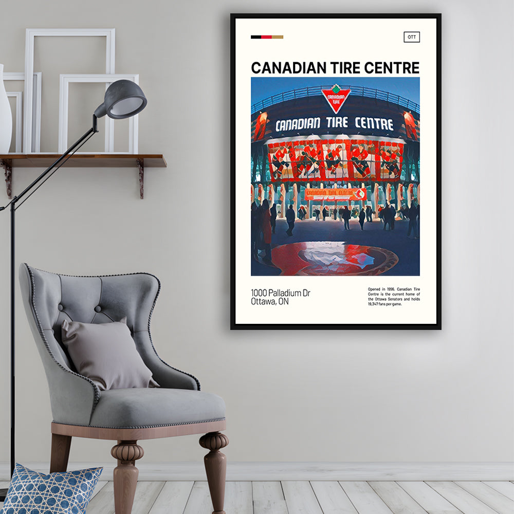 Canadian Tire Centre Print, Ottawa Senators Stadium Canvas Art, Man Cave Gift, Floating Framed Canvas Print Wall Art