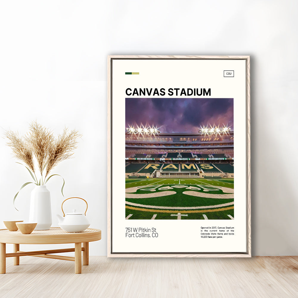 Canvas Stadium Print, Colorado State Rams Stadium Canvas Art, Man Cave Gift, Floating Framed Canvas Print Wall Art