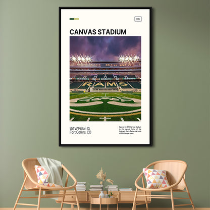 Canvas Stadium Print, Colorado State Rams Stadium Canvas Art, Man Cave Gift, Floating Framed Canvas Print Wall Art