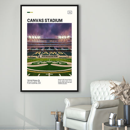 Canvas Stadium Print, Colorado State Rams Stadium Canvas Art, Man Cave Gift, Floating Framed Canvas Print Wall Art
