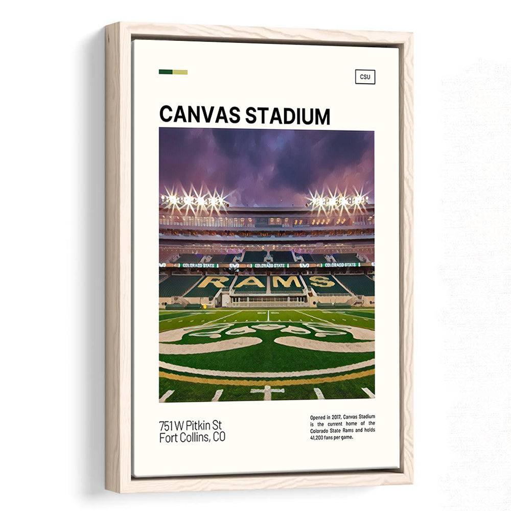 Canvas Stadium Print, Colorado State Rams Stadium Canvas Art, Man Cave Gift, Floating Framed Canvas Print Wall Art