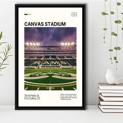 Canvas Stadium Print, Colorado State Rams Stadium Canvas Art, Man Cave Gift, Floating Framed Canvas Print Wall Art