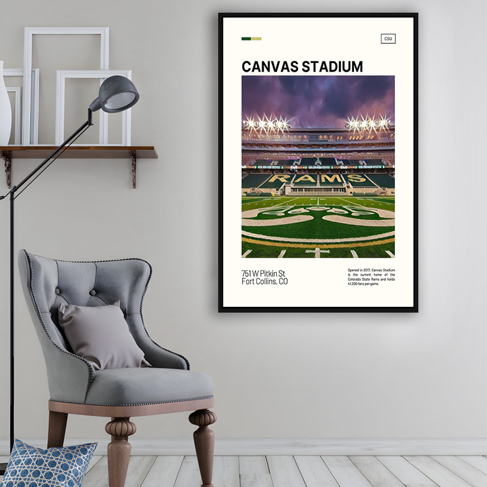 Canvas Stadium Print, Colorado State Rams Stadium Canvas Art, Man Cave Gift, Floating Framed Canvas Print Wall Art