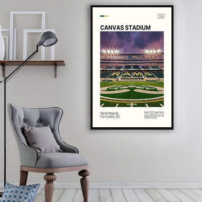 Canvas Stadium Print, Colorado State Rams Stadium Canvas Art, Man Cave Gift, Floating Framed Canvas Print Wall Art