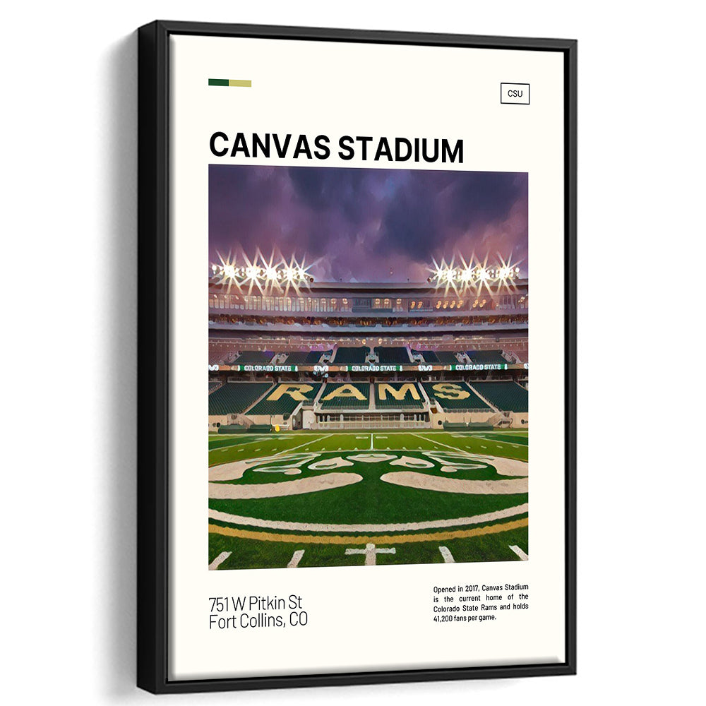 Canvas Stadium Print, Colorado State Rams Stadium Canvas Art, Man Cave Gift, Floating Framed Canvas Print Wall Art