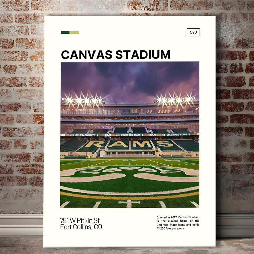 Canvas Stadium Print, Colorado State Rams Stadium Canvas Art, Fan Gifts, Sport Art, Canvas Print Wall Art