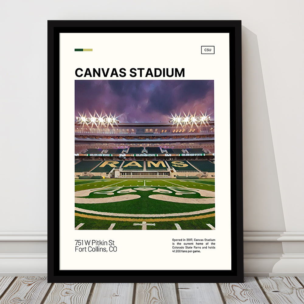 Canvas Stadium Print, Colorado State Rams Stadium Canvas Art, Man Cave Gift, Floating Framed Canvas Print Wall Art