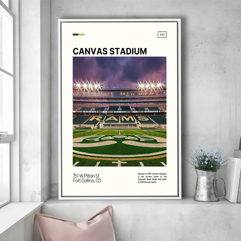 Canvas Stadium Print, Colorado State Rams Stadium Canvas Art, Man Cave Gift, Floating Framed Canvas Print Wall Art
