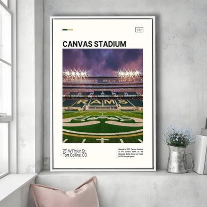 Canvas Stadium Print, Colorado State Rams Stadium Canvas Art, Man Cave Gift, Floating Framed Canvas Print Wall Art
