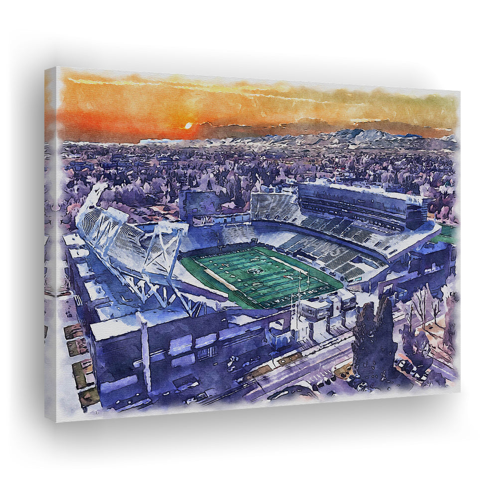 Canvas Painting Stadium Watercolor, Fort Collins Colorado Watercolor, Sport Art, Gifts for him, Canvas Print Wall Art