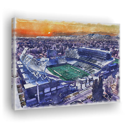 Canvas Painting Stadium Watercolor, Fort Collins Colorado Watercolor, Sport Art, Gifts for him, Canvas Print Wall Art