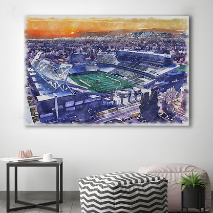 Canvas Painting Stadium Watercolor, Fort Collins Colorado Watercolor, Sport Art, Gifts for him, Canvas Print Wall Art