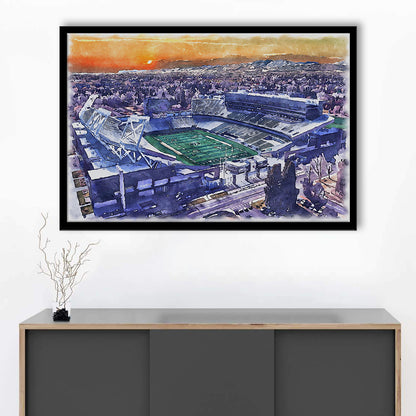 Canvas Painting Stadium Watercolor, Fort Collins Colorado Watercolor, Sport Gift Art, Framed Art Print Wall Decor