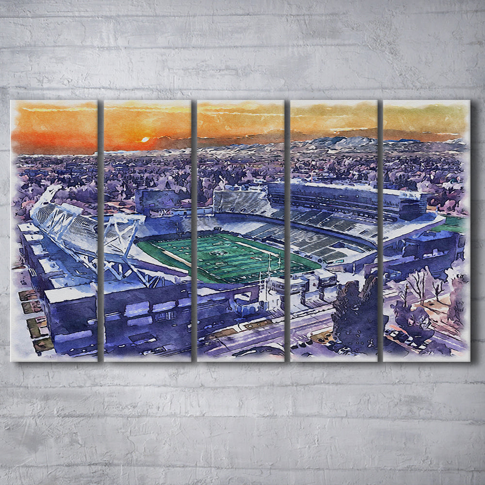Canvas Painting Stadium Watercolor, Fort Collins Colorado Watercolor, Sport Art, Extra Large Canvas Print Wall Art