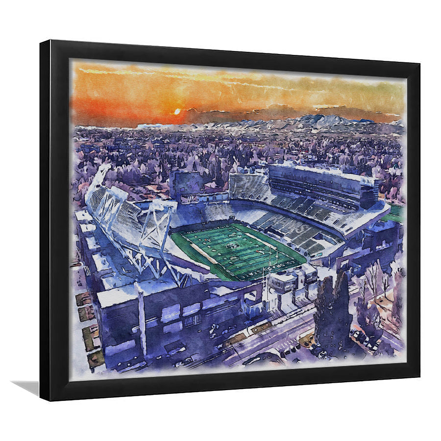 Canvas Painting Stadium Watercolor, Fort Collins Colorado Watercolor, Sport Gift Art, Framed Art Print Wall Decor