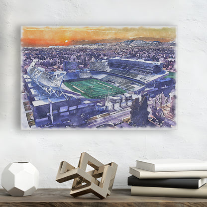 Canvas Painting Stadium Watercolor, Fort Collins Colorado Watercolor, Sport Art, Gifts for him, Canvas Print Wall Art