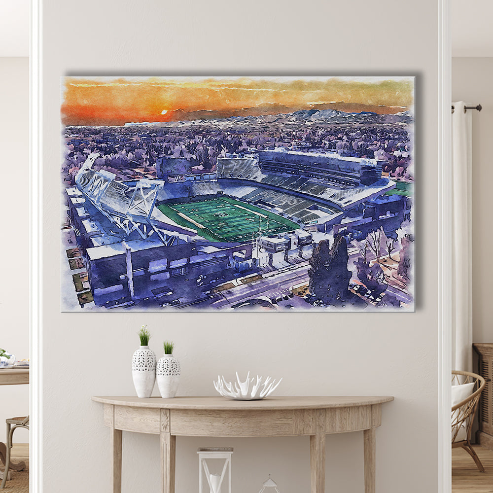 Canvas Painting Stadium Watercolor, Fort Collins Colorado Watercolor, Sport Art, Gifts for him, Canvas Print Wall Art
