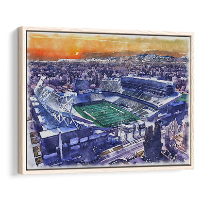 Canvas Painting Stadium Watercolor, Fort Collins Colorado Watercolor, Sport Gift Art, Framed Canvas Print Wall Art