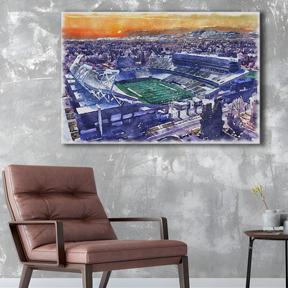 Canvas Painting Stadium Watercolor, Fort Collins Colorado Watercolor, Sport Art, Gifts for him, Canvas Print Wall Art