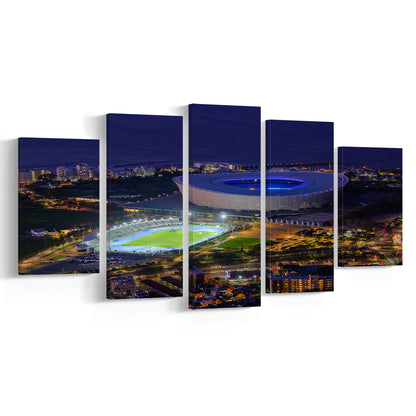 Cape Town Stadium at Night, Stadium Canvas, Sport Art, Gift for him, 5 Panel, Large Canvas, Canvas Print Wall Art