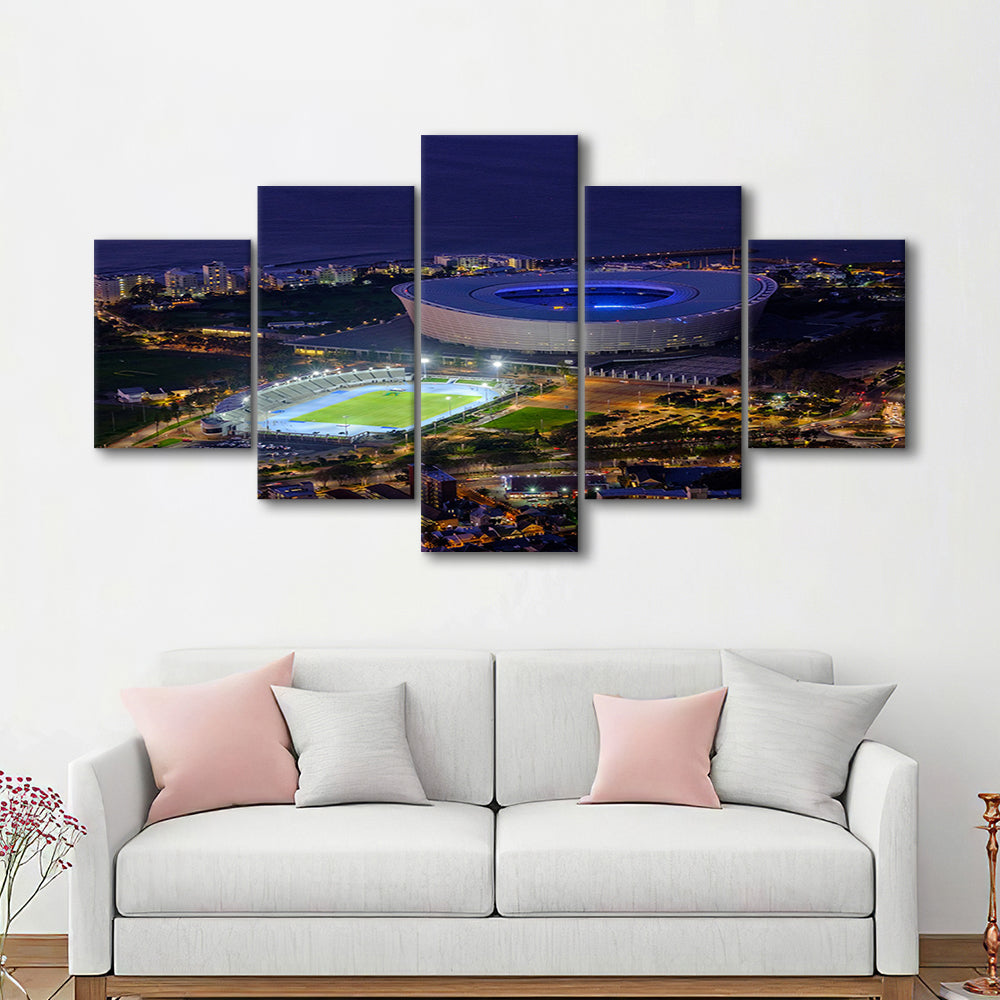 Cape Town Stadium at Night, Stadium Canvas, Sport Art, Gift for him, 5 Panel, Large Canvas, Canvas Print Wall Art