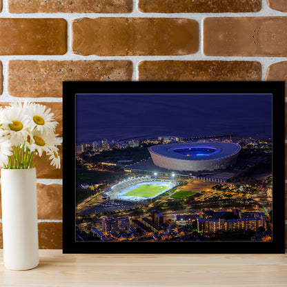 Cape Town Stadium at Night, Stadium Canvas, Sport Art, Gift for him, Framed Art Print Wall Decor, Picture Framed