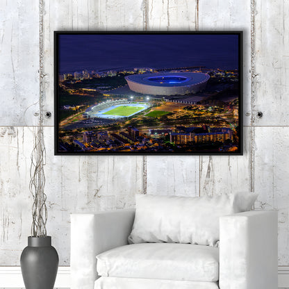 Cape Town Stadium at Night, Stadium Canvas, Sport Art, Framed Canvas Print Wall Art, Floating Frame