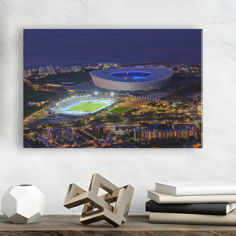Cape Town Stadium at Night, Stadium Canvas, Sport Art, Gift for him, Man Cave Decor, Art Print, Canvas Print Wall Art