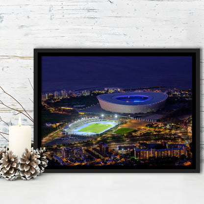 Cape Town Stadium at Night, Stadium Canvas, Sport Art, Framed Canvas Print Wall Art, Floating Frame
