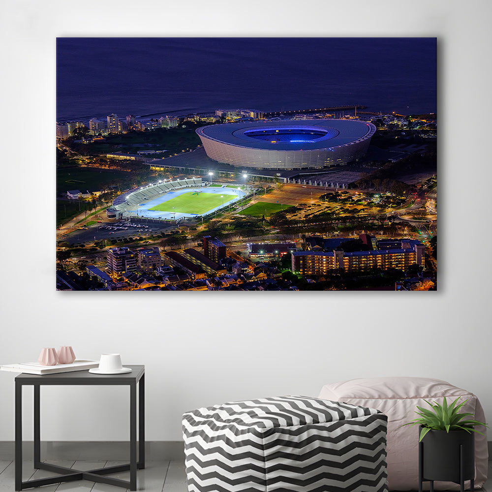 Cape Town Stadium at Night, Stadium Canvas, Sport Art, Gift for him, Man Cave Decor, Art Print, Canvas Print Wall Art