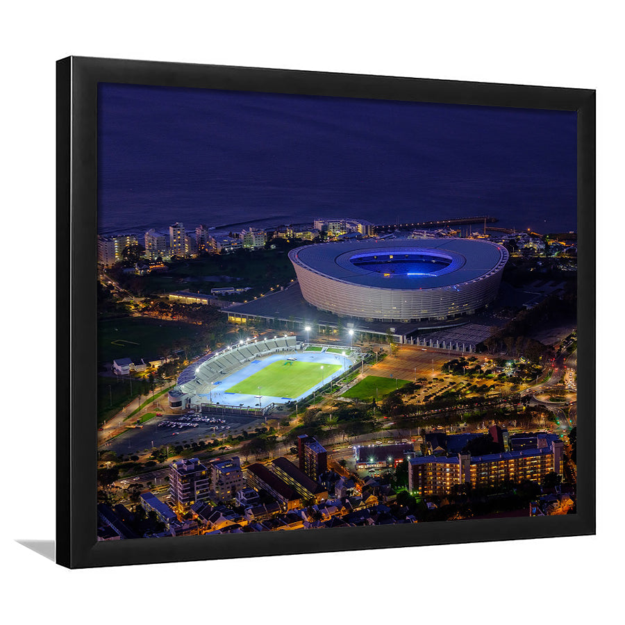 Cape Town Stadium at Night, Stadium Canvas, Sport Art, Gift for him, Framed Art Print Wall Decor, Picture Framed