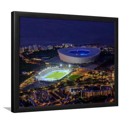 Cape Town Stadium at Night, Stadium Canvas, Sport Art, Gift for him, Framed Art Print Wall Decor, Picture Framed