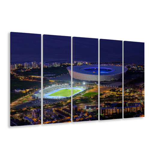 Cape Town Stadium at Night, Stadium Canvas, Sport Art, 5 Panel B, Extra Large Canvas, Canvas Print Wall Art