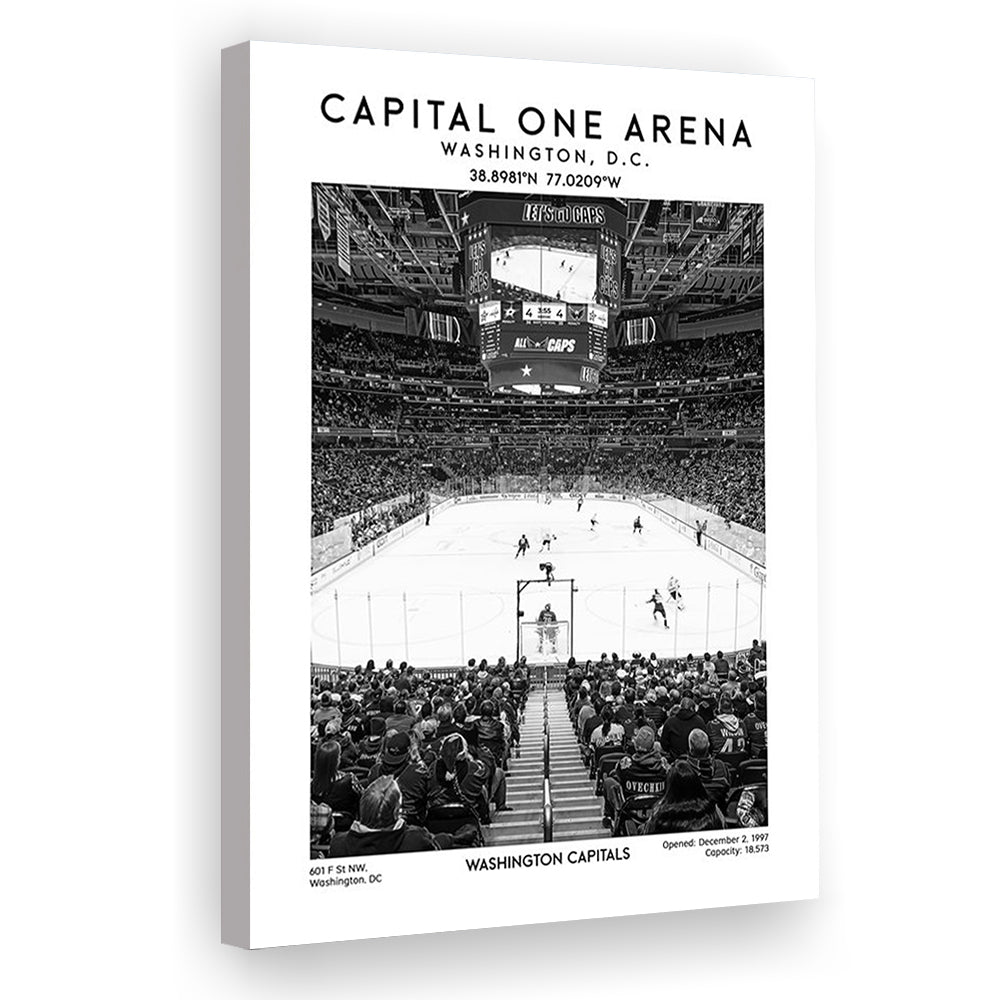 Capital One Arena Stadium Black And White, Iconic Washington Capitals Ice Hockey, Canvas Prints Wall Art, Man Cave Decor