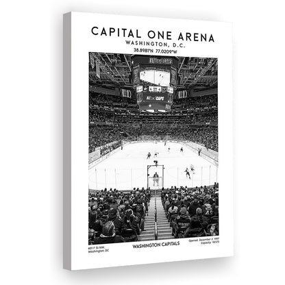 Capital One Arena Stadium Black And White, Iconic Washington Capitals Ice Hockey, Canvas Prints Wall Art, Man Cave Decor
