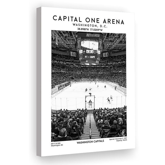 Capital One Arena Stadium Black And White, Iconic Washington Capitals Ice Hockey, Canvas Prints Wall Art, Man Cave Decor