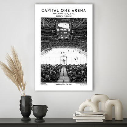 Capital One Arena Stadium Black And White, Iconic Washington Capitals Ice Hockey, Canvas Prints Wall Art, Man Cave Decor