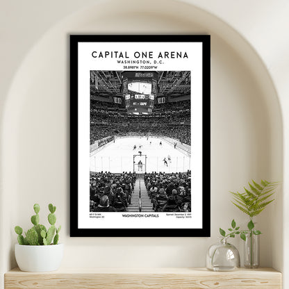 Capital One Arena Stadium Black And White, Iconic Washington Capitals Ice Hockey, Framed Art Prints Wall Decor