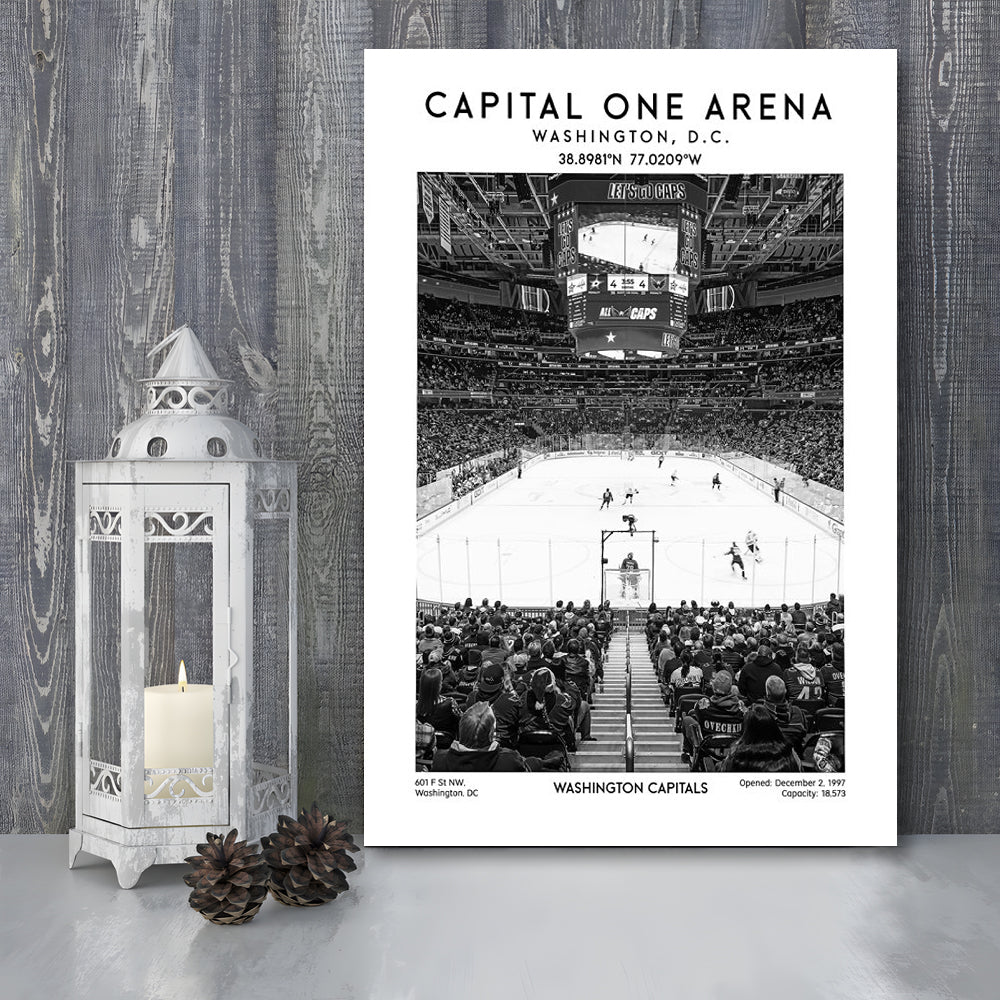 Capital One Arena Stadium Black And White, Iconic Washington Capitals Ice Hockey, Canvas Prints Wall Art, Man Cave Decor