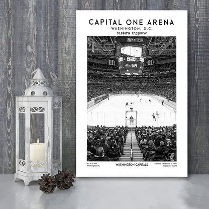 Capital One Arena Stadium Black And White, Iconic Washington Capitals Ice Hockey, Canvas Prints Wall Art, Man Cave Decor