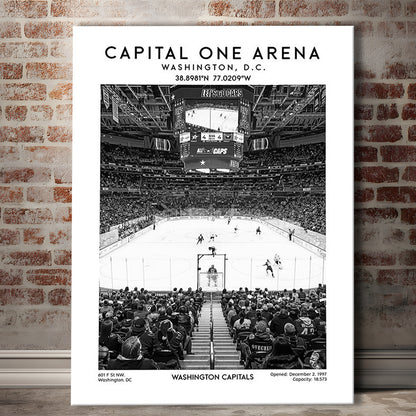 Capital One Arena Stadium Black And White, Iconic Washington Capitals Ice Hockey, Canvas Prints Wall Art, Man Cave Decor