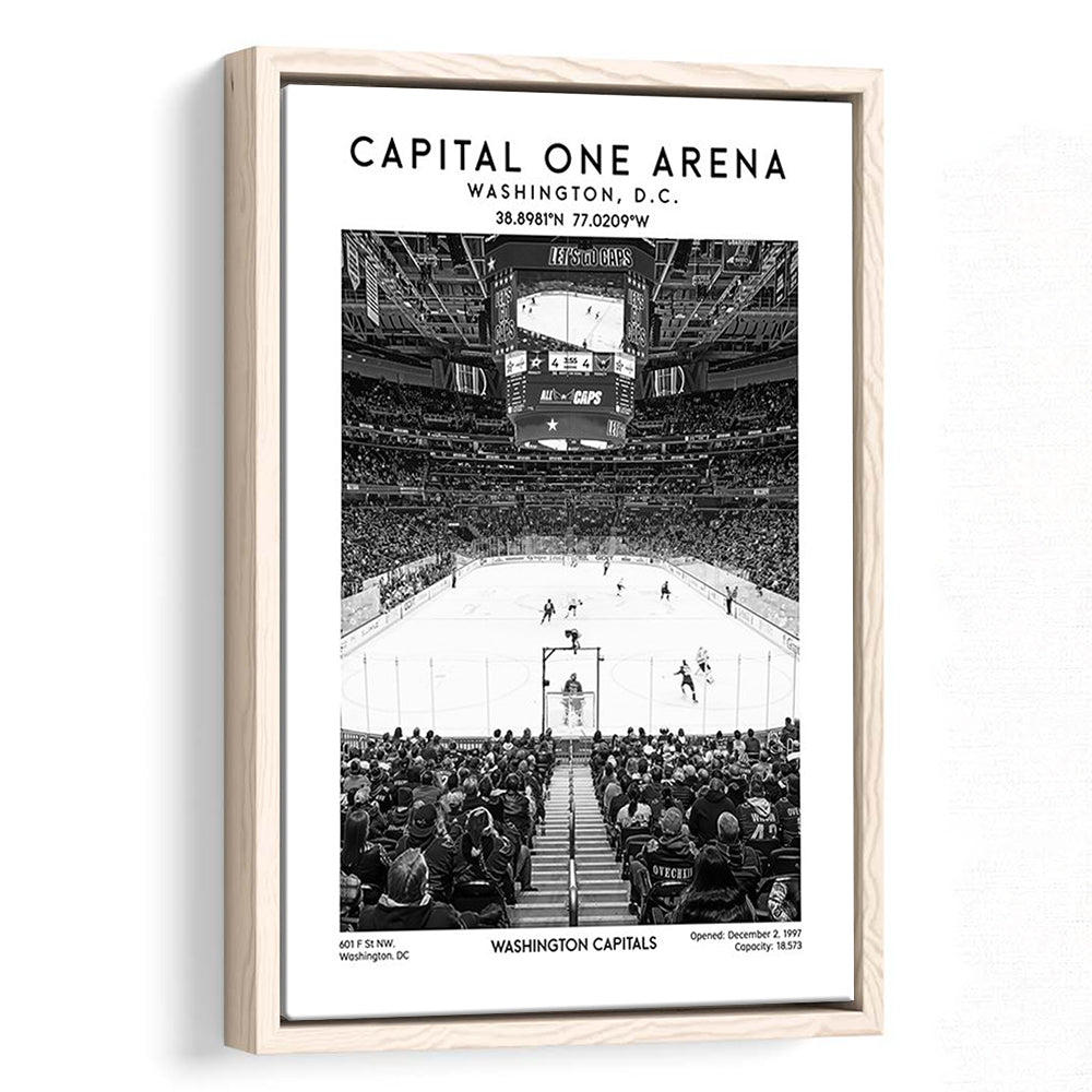 Capital One Arena Stadium Black And White, Iconic Washington Capitals Ice Hockey, Framed Canvas Prints Wall Art