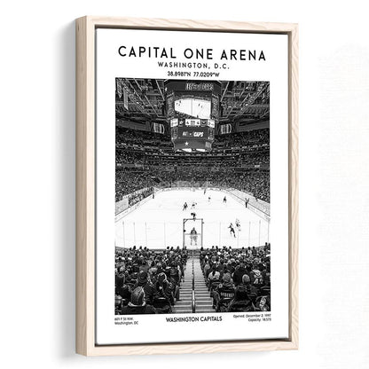Capital One Arena Stadium Black And White, Iconic Washington Capitals Ice Hockey, Framed Canvas Prints Wall Art
