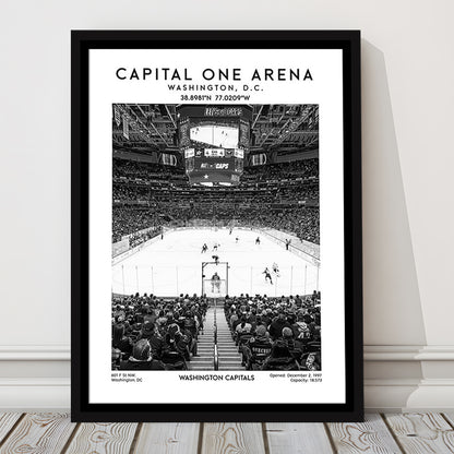 Capital One Arena Stadium Black And White, Iconic Washington Capitals Ice Hockey, Framed Canvas Prints Wall Art