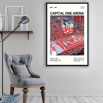 Capital One Arena Print, Washington Capitals Stadium Canvas Art, Man Cave Gift, Floating Framed Canvas Print Wall Art