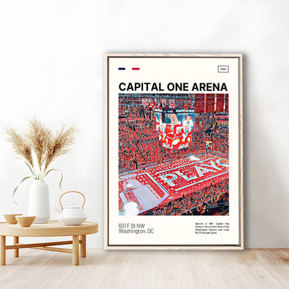 Capital One Arena Print, Washington Capitals Stadium Canvas Art, Man Cave Gift, Floating Framed Canvas Print Wall Art